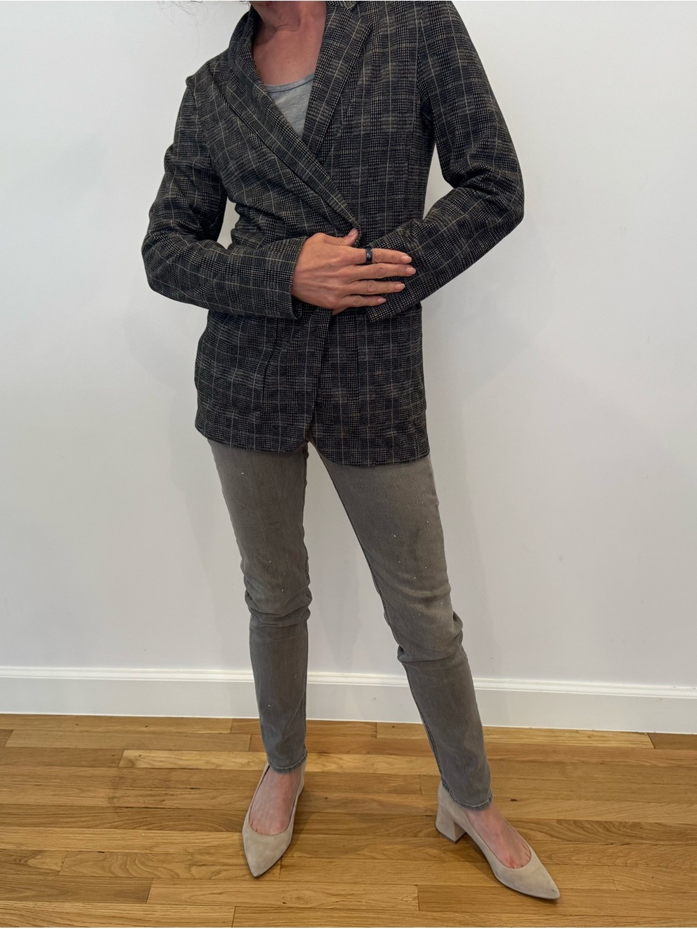Max Studio Gray Windowpane Women's Blazer